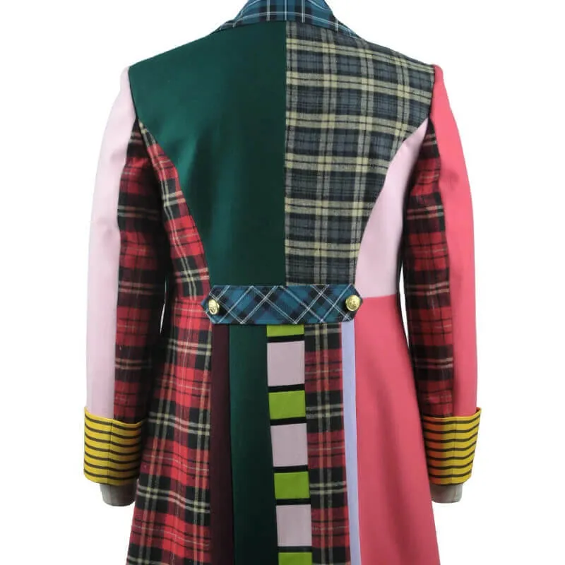 Doctor Who sixth 6th Doctor Colorful Lattice Jacket Coat Suit Cosplay Costume