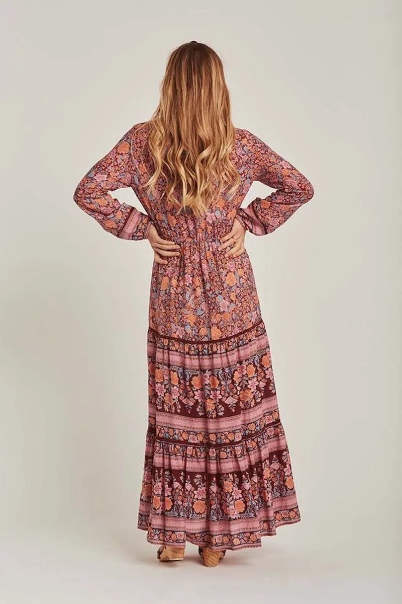 Dougherty Cotton Printed Ruffle Midi Dress