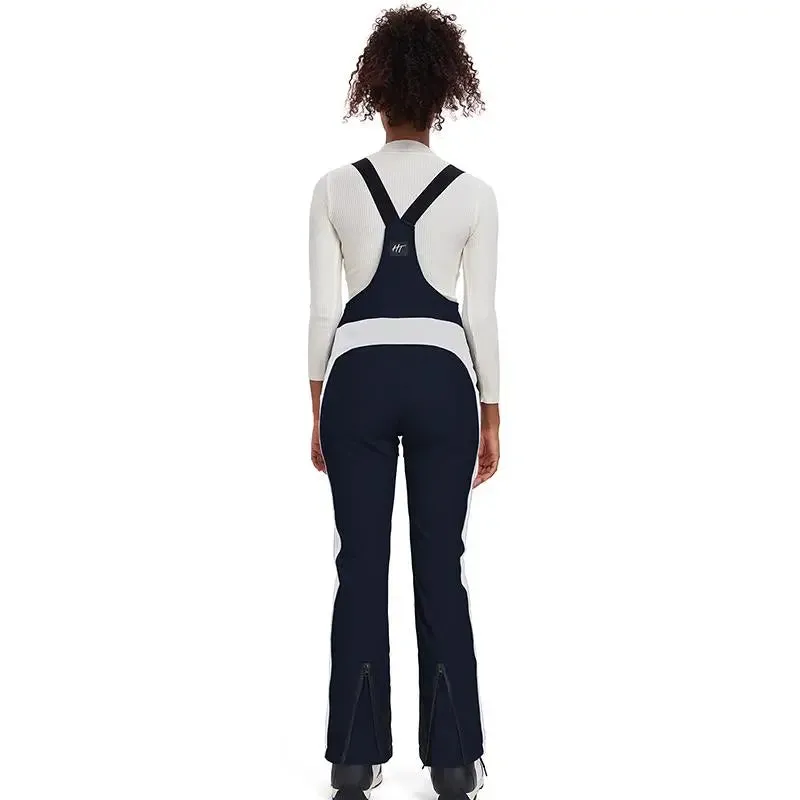 Elegant Winter Snow Bibs Pants Women High Waist Ski Overalls