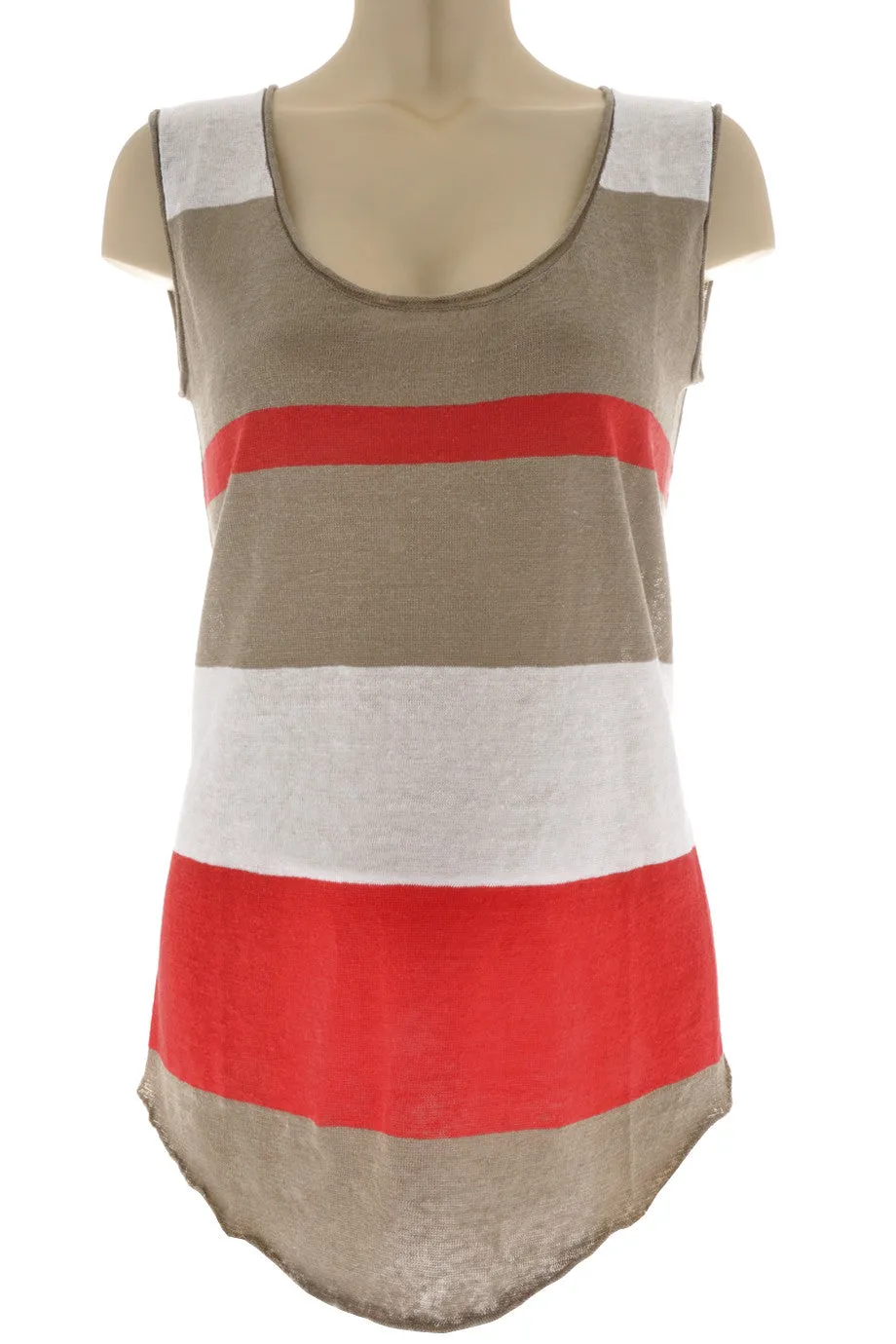 ENZA COSTA LINEN KNIT Multistripe Top