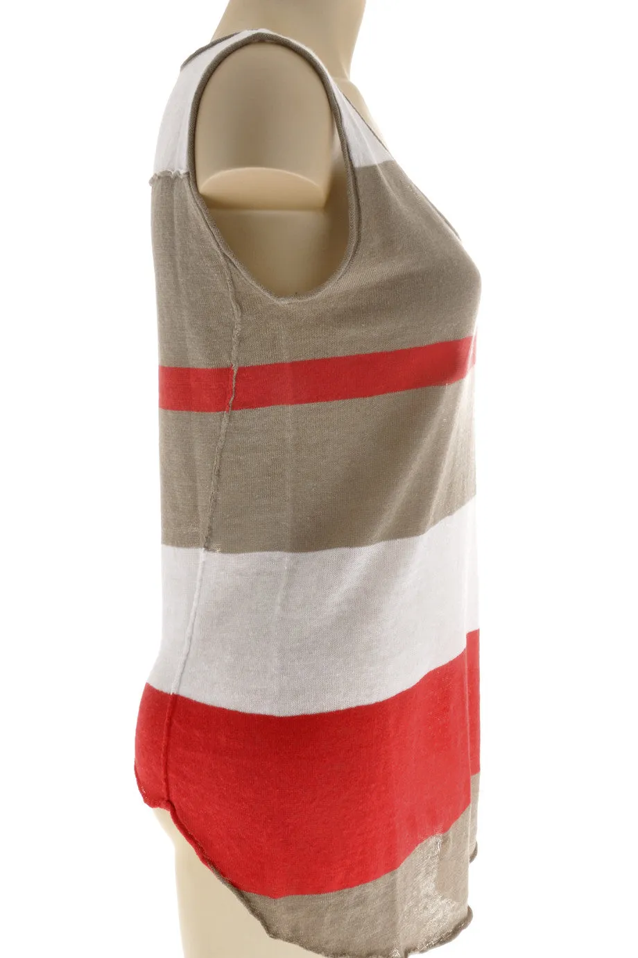 ENZA COSTA LINEN KNIT Multistripe Top