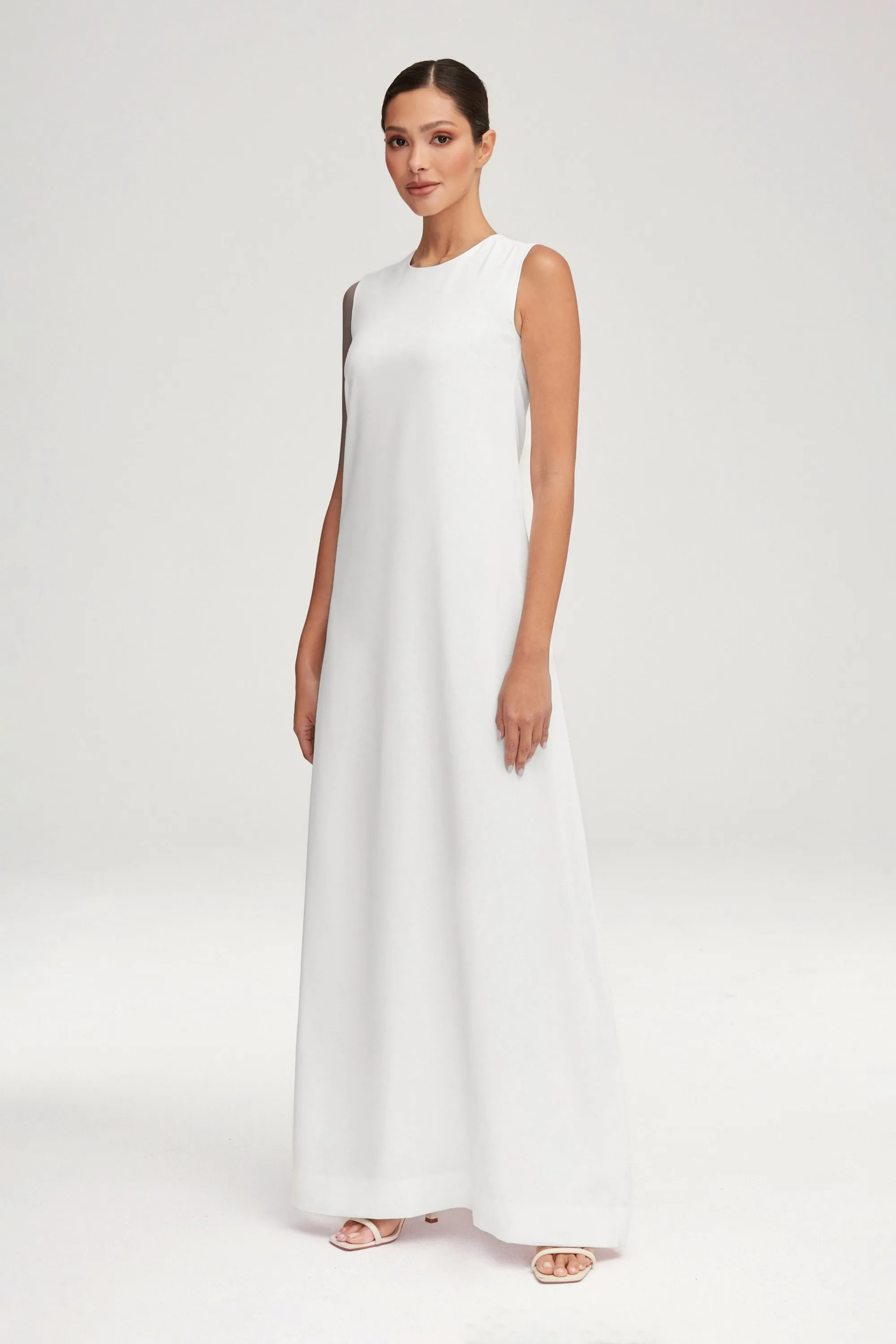 Essential Sleeveless Maxi Slip Dress - White