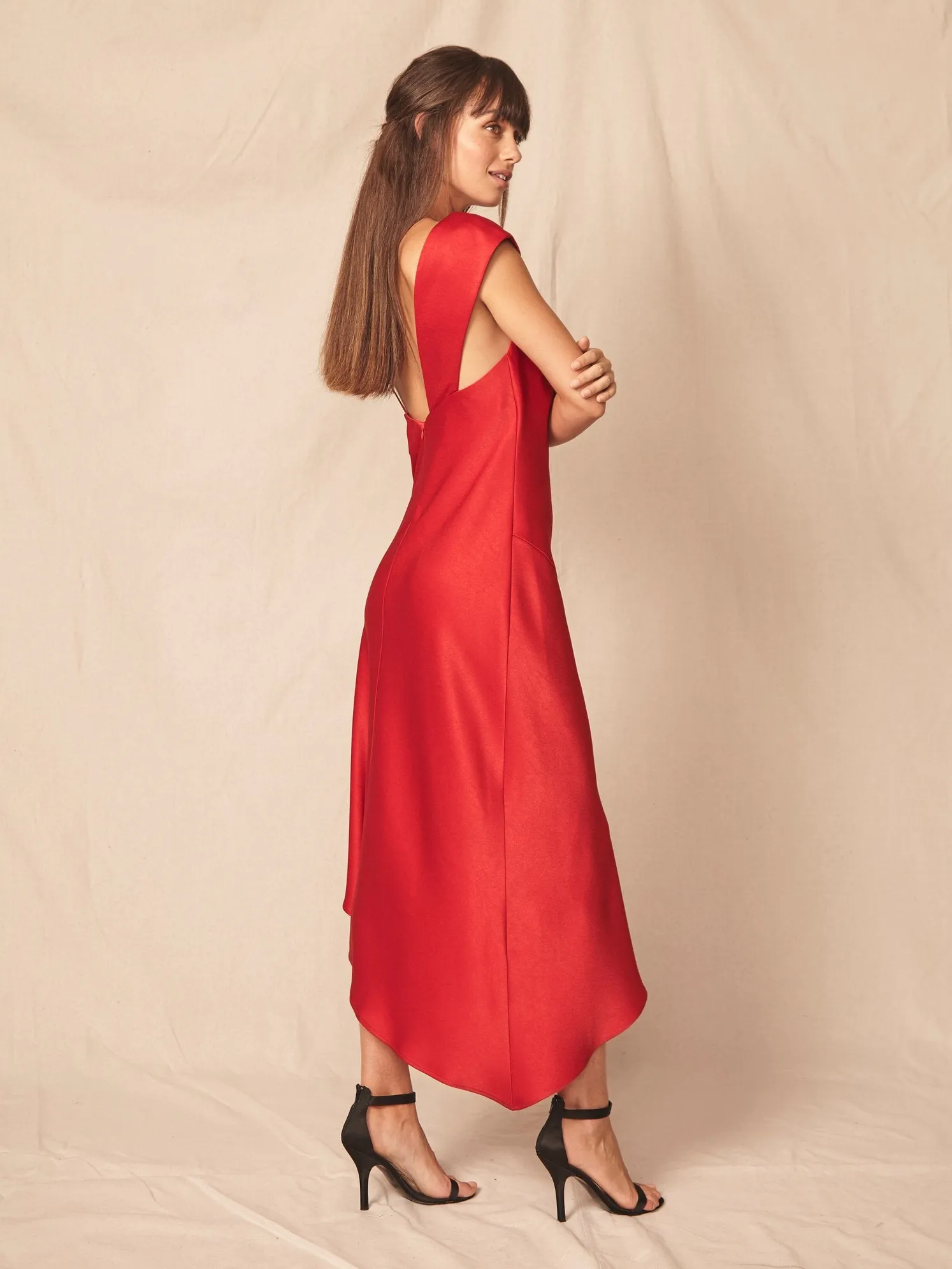 Everly Satin Dress - Red