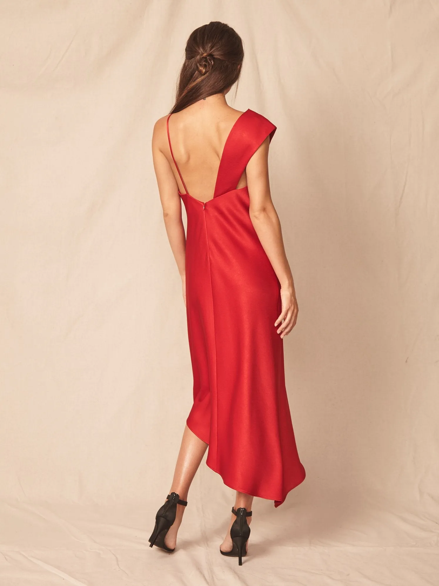 Everly Satin Dress - Red