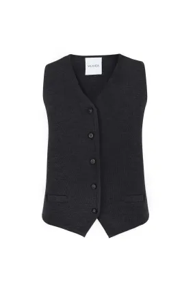 Galante Knitted 100% Merino Waistcoat Black