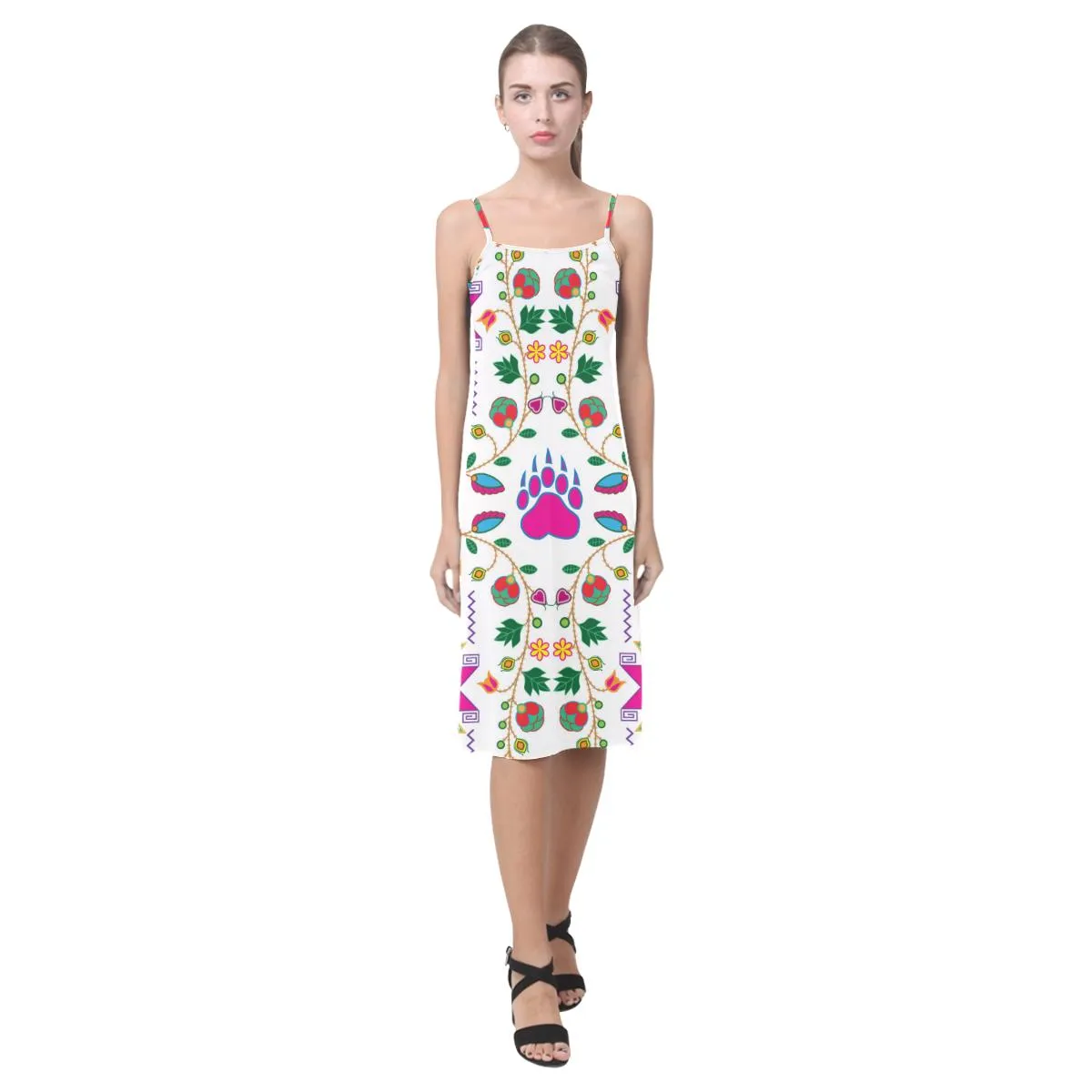 Geometric Floral Fall - White Alcestis Slip Dress