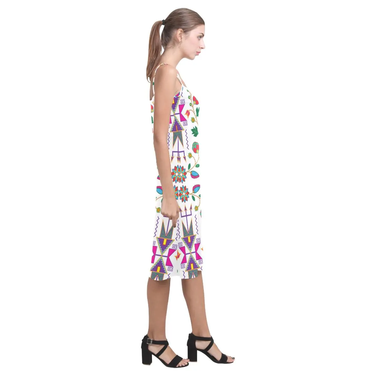 Geometric Floral Fall - White Alcestis Slip Dress