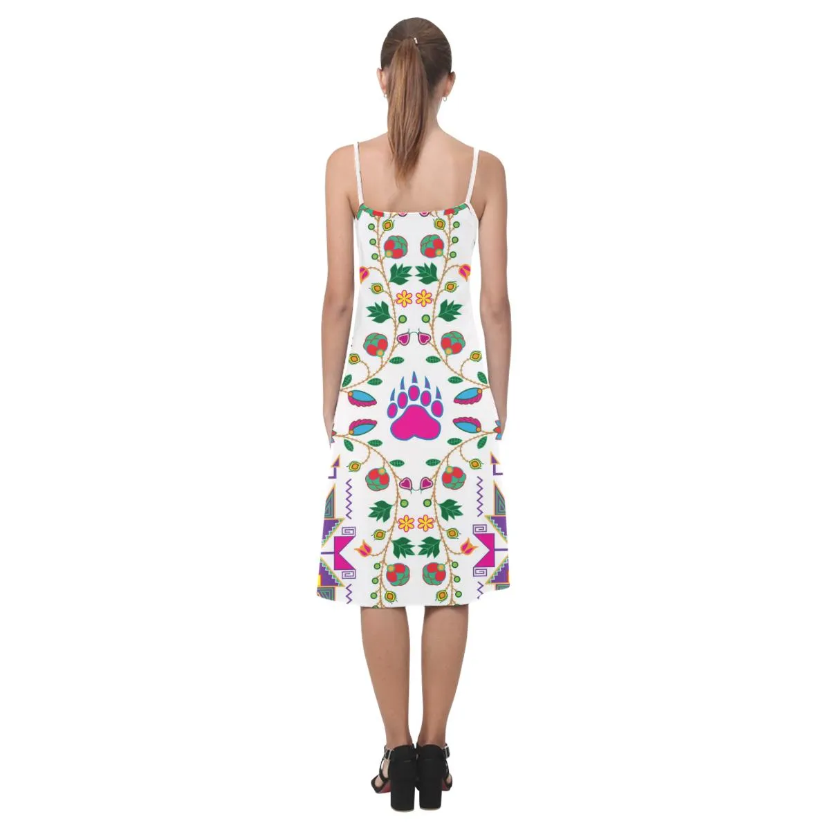 Geometric Floral Fall - White Alcestis Slip Dress