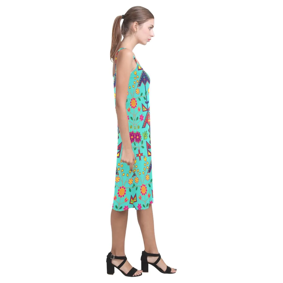 Geometric Floral Spring - Sky Alcestis Slip Dress