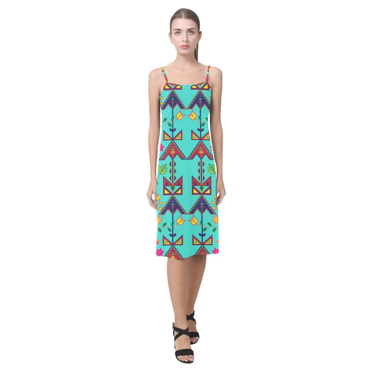 Geometric Floral Spring - Sky Alcestis Slip Dress