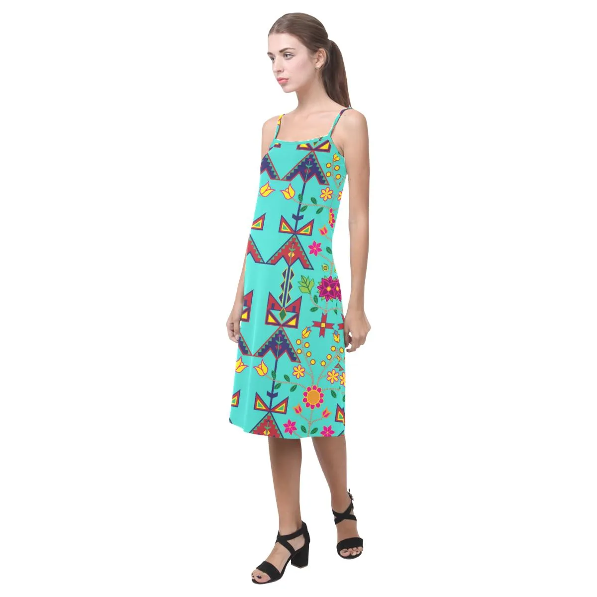 Geometric Floral Spring - Sky Alcestis Slip Dress