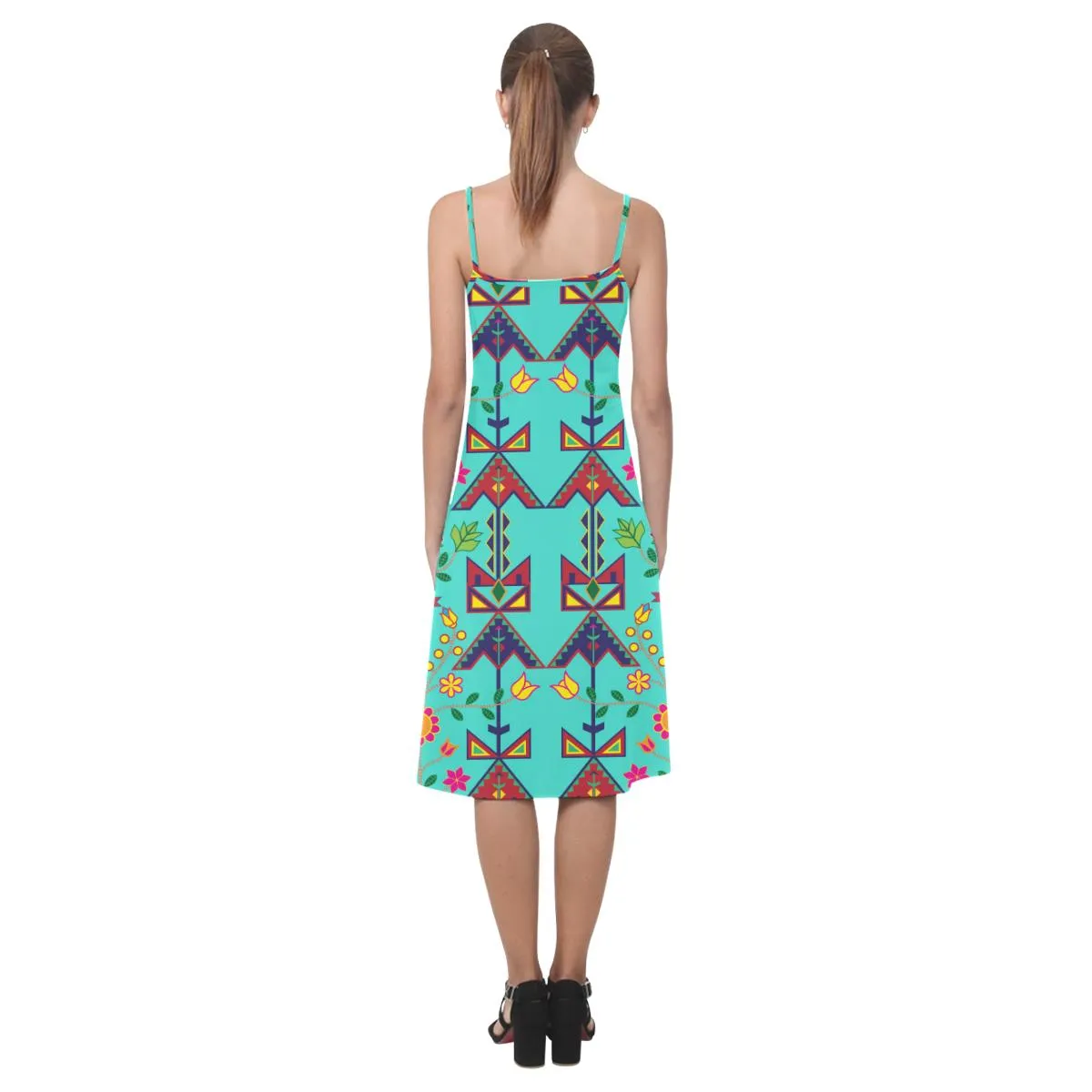 Geometric Floral Spring - Sky Alcestis Slip Dress