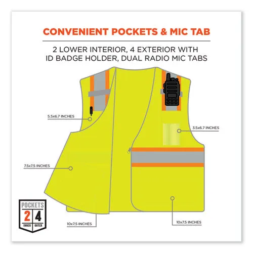 Glowear 8246z-s Single Size Class 2 Two-tone Mesh Vest, Polyester, X-large, Lime, Ships In 1-3 Business Days