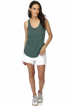 Green Linen Racer Tank