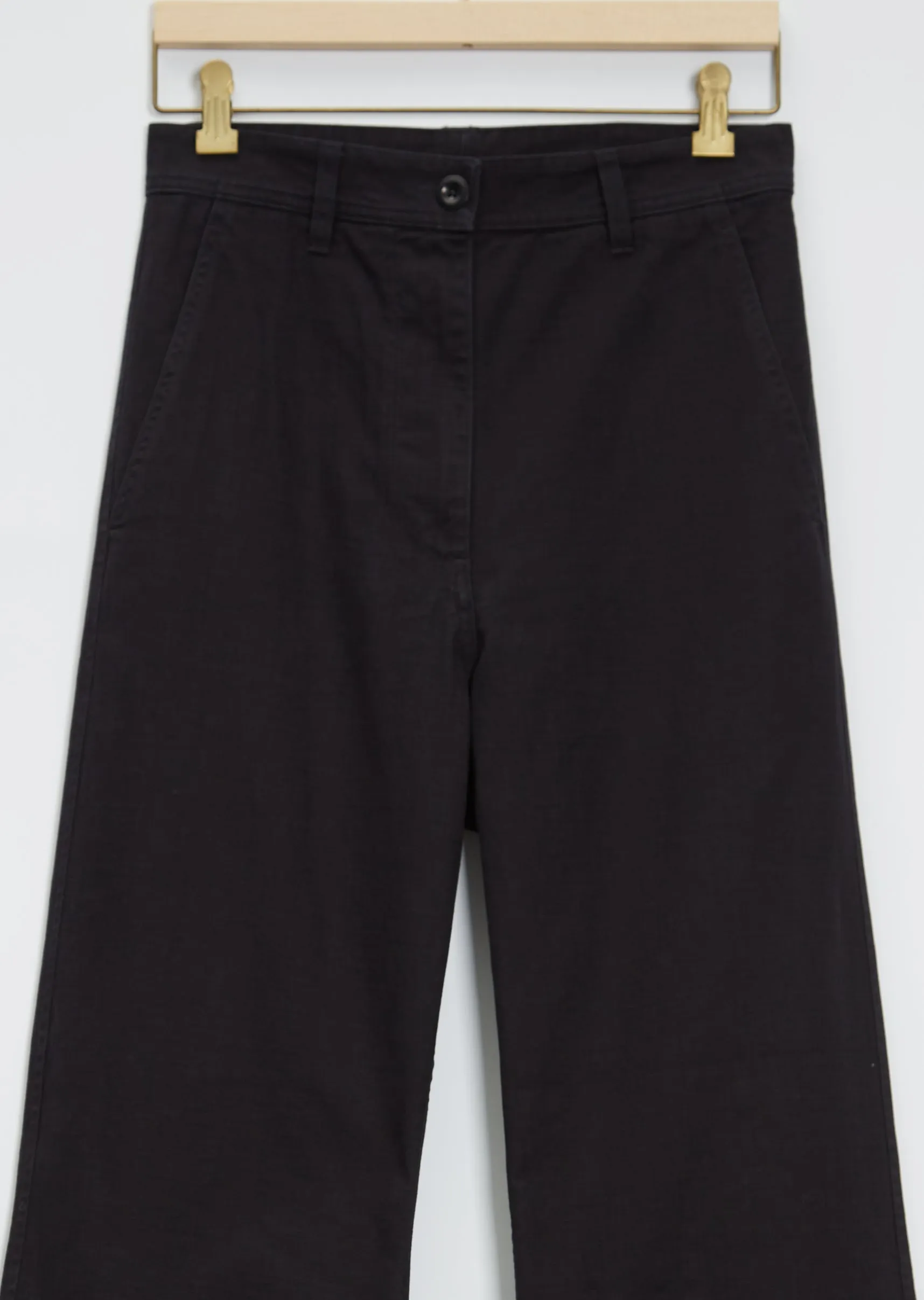 High Waisted Flat Front Cotton Trouser