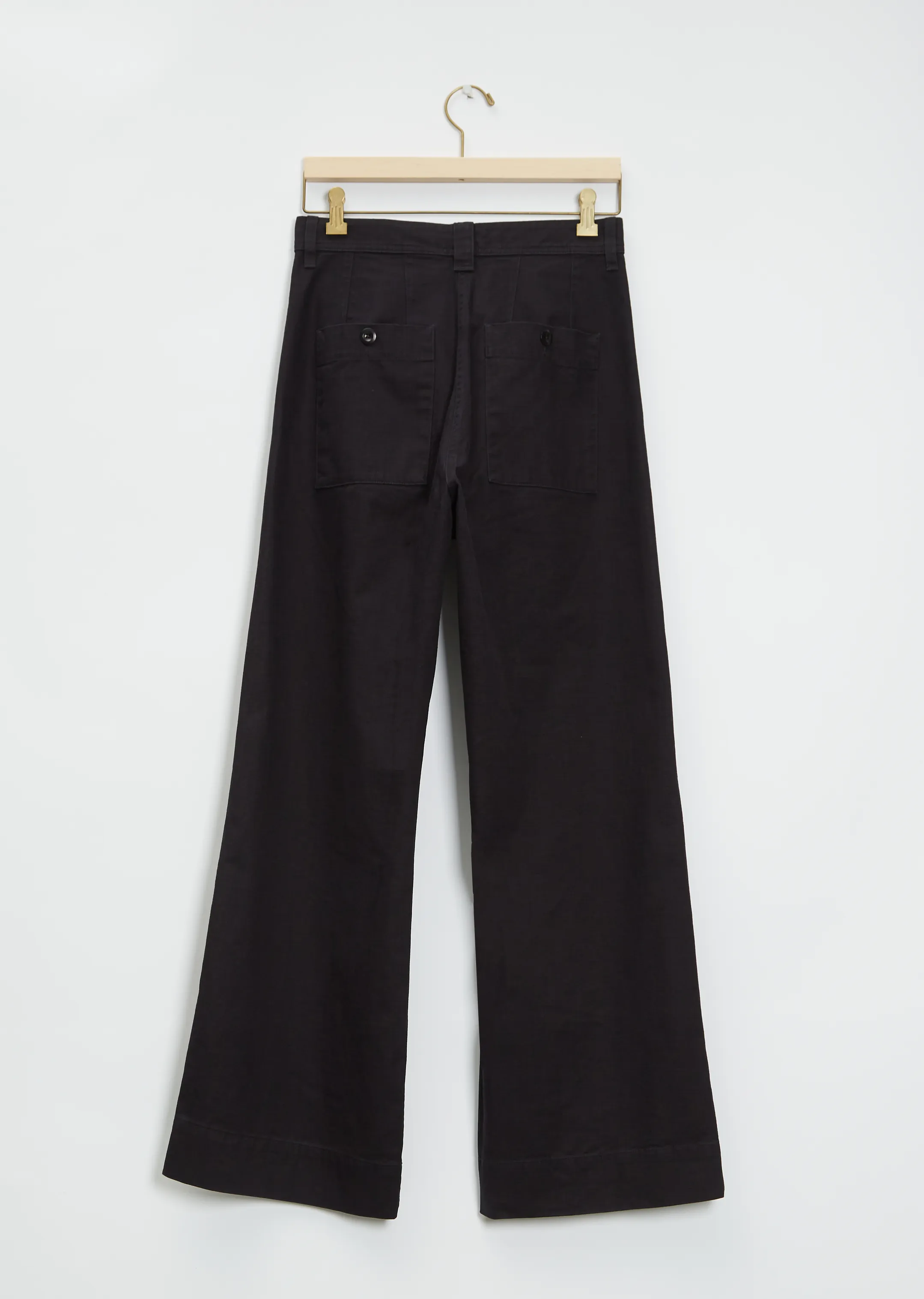 High Waisted Flat Front Cotton Trouser