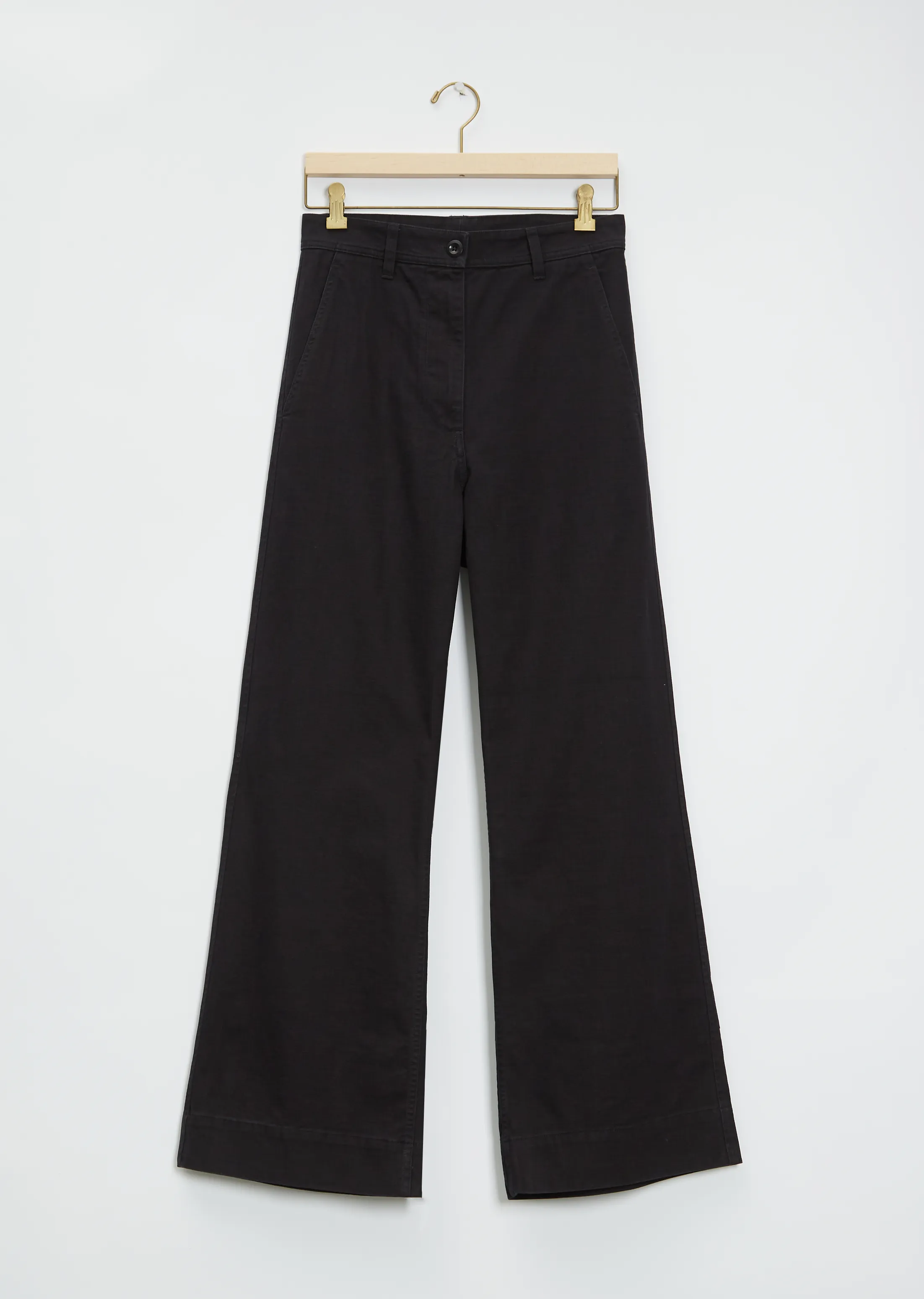 High Waisted Flat Front Cotton Trouser