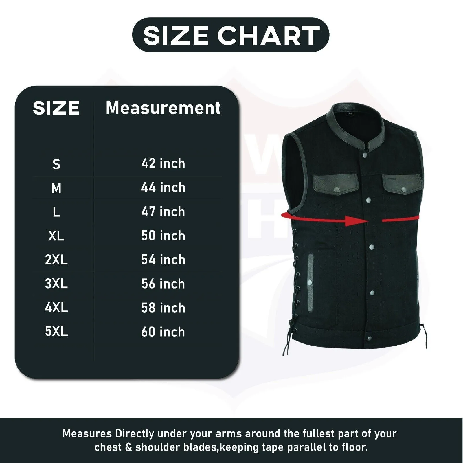 HL21685BLACK Men's Motorcycle Denim OUTLAW SOA Club Style Vest with Side Laces