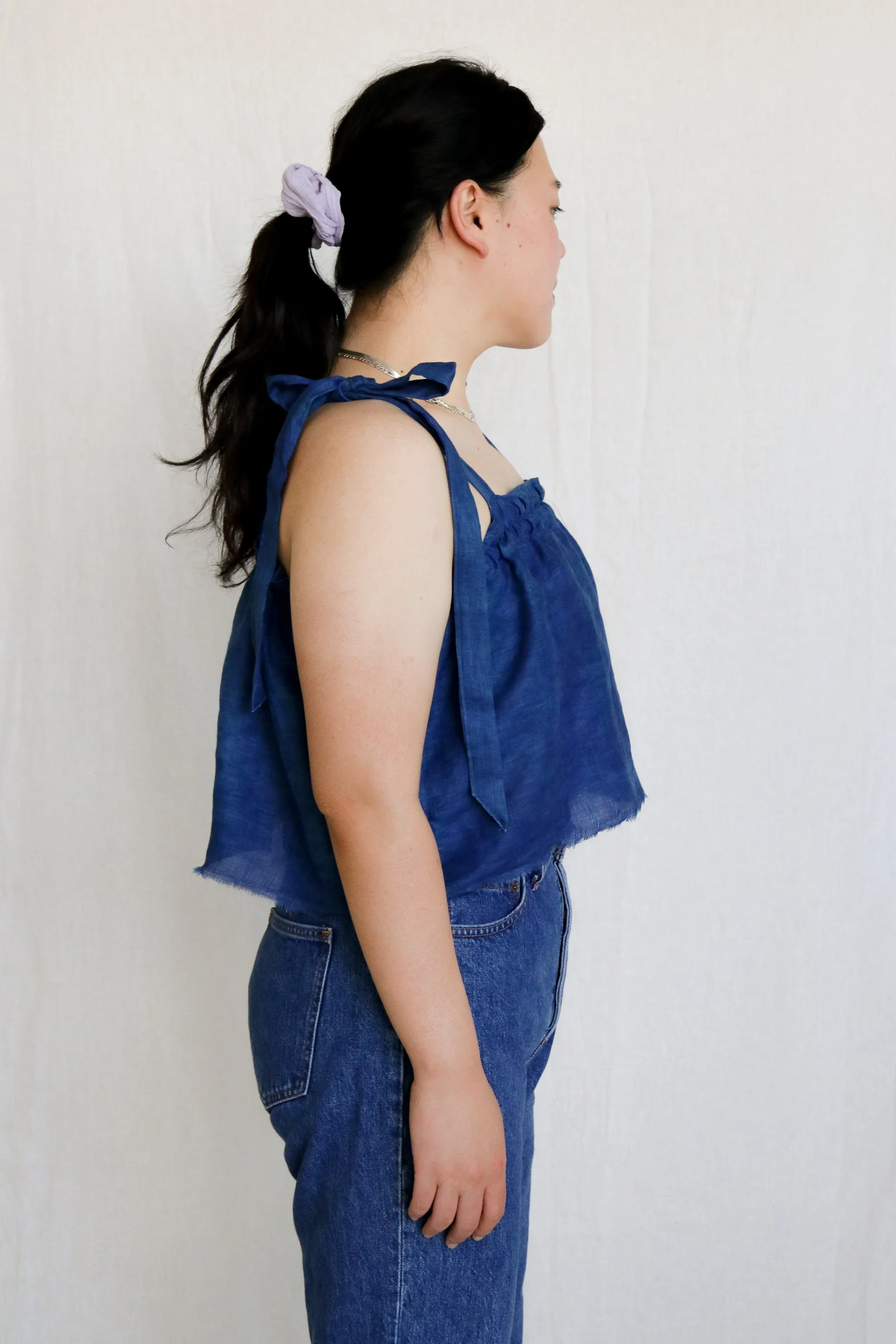 Indigo Linen Naturally Dyed Tank Top