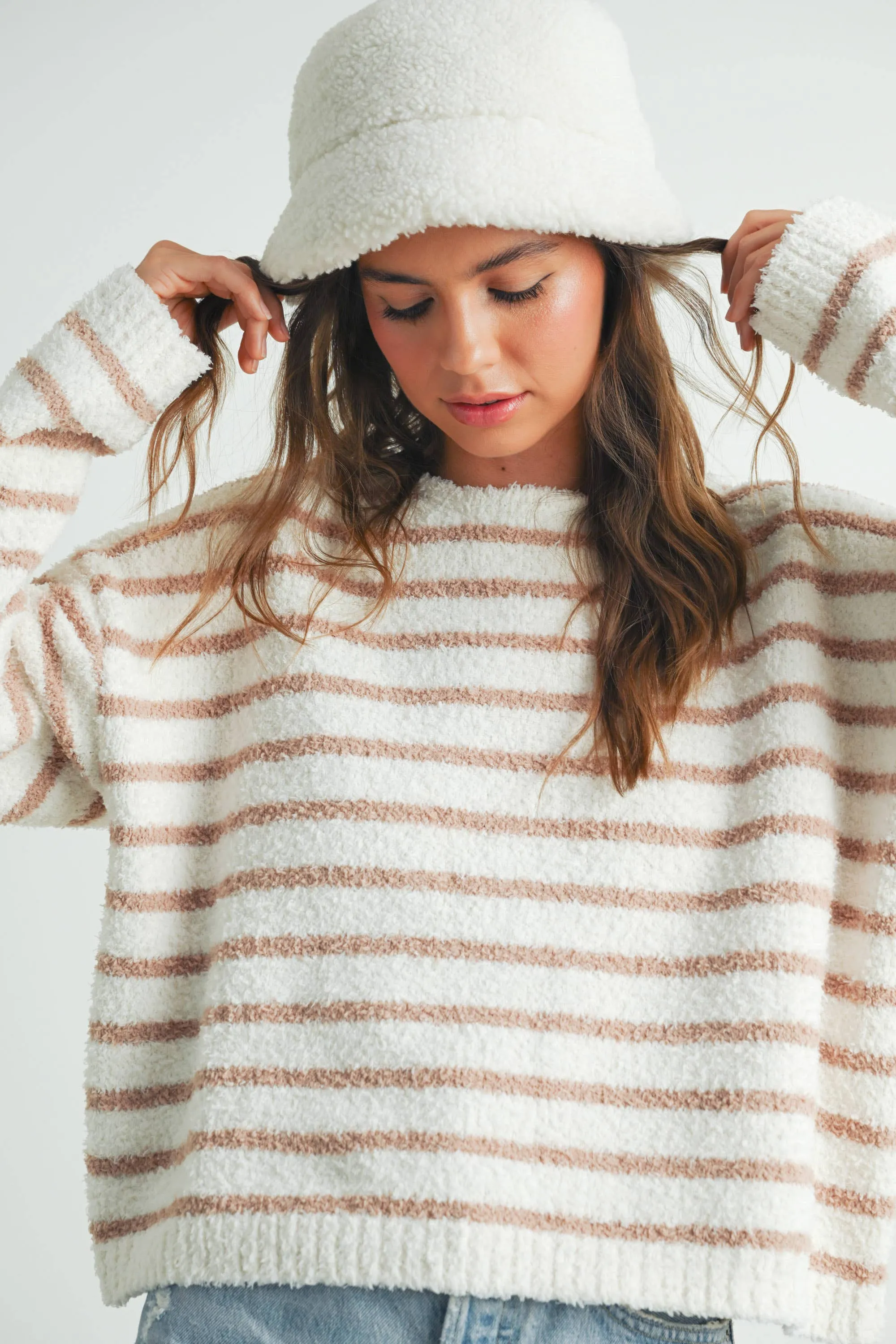 Ivory Striped Knit Sweater