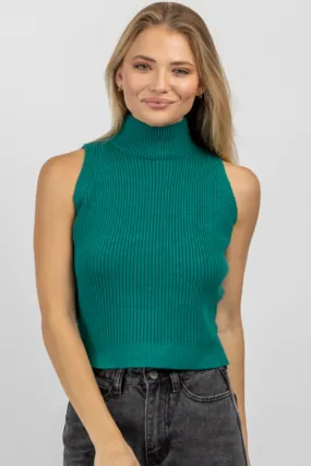 JADE GREEN MOCK NECK KNIT TANK *BACK IN STOCK*