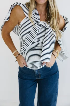 Jillian Stripe Cardigan Set - Ivory/Navy