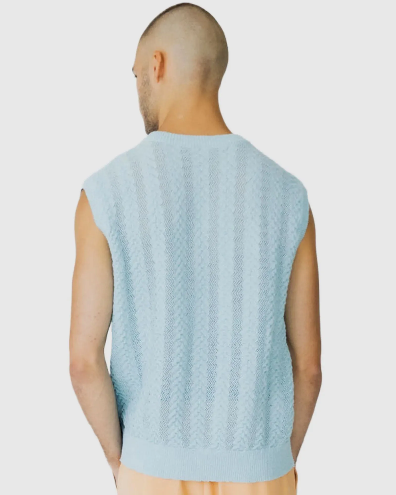 Justin Cassin Cassis Knitted Vest in Blue Color