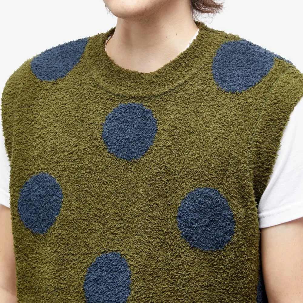 Knitted polka dot vest Brain Dead Teddy with fur, olive