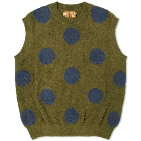 Knitted polka dot vest Brain Dead Teddy with fur, olive