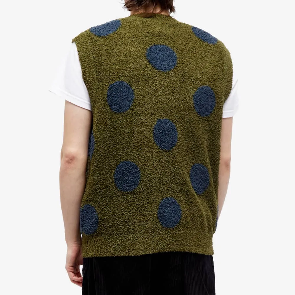 Knitted polka dot vest Brain Dead Teddy with fur, olive