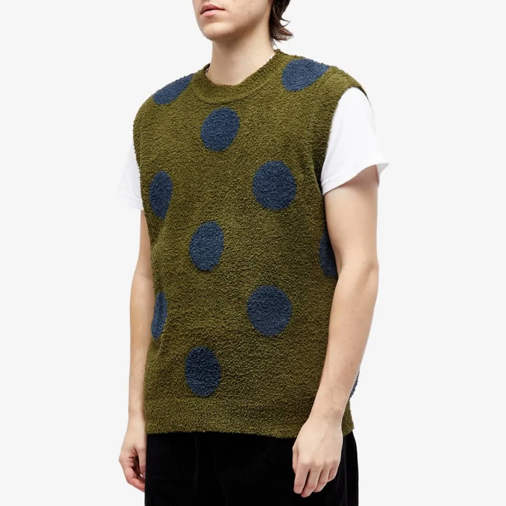 Knitted polka dot vest Brain Dead Teddy with fur, olive