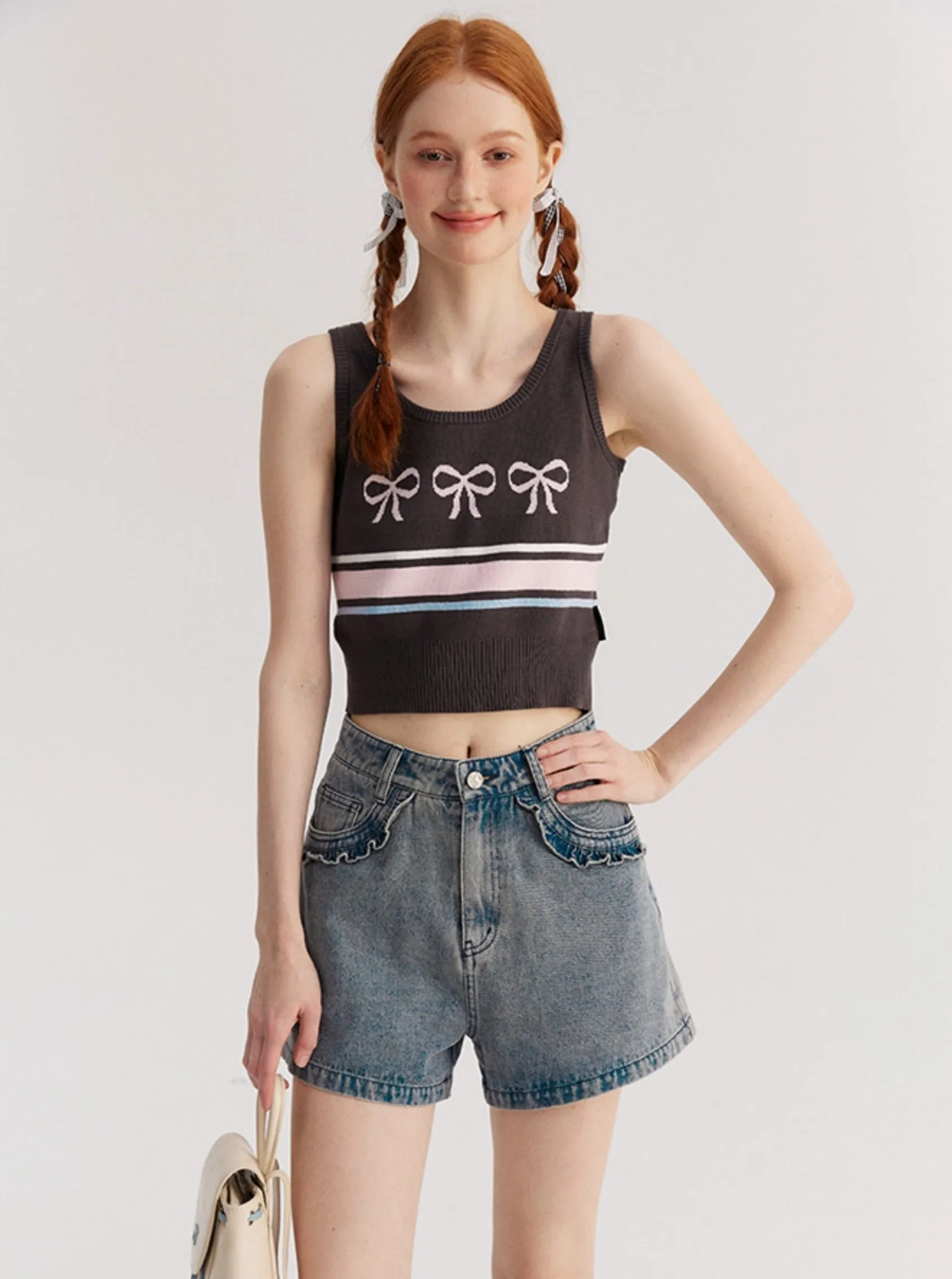 Knitted Sleeveless Crop Vest Top