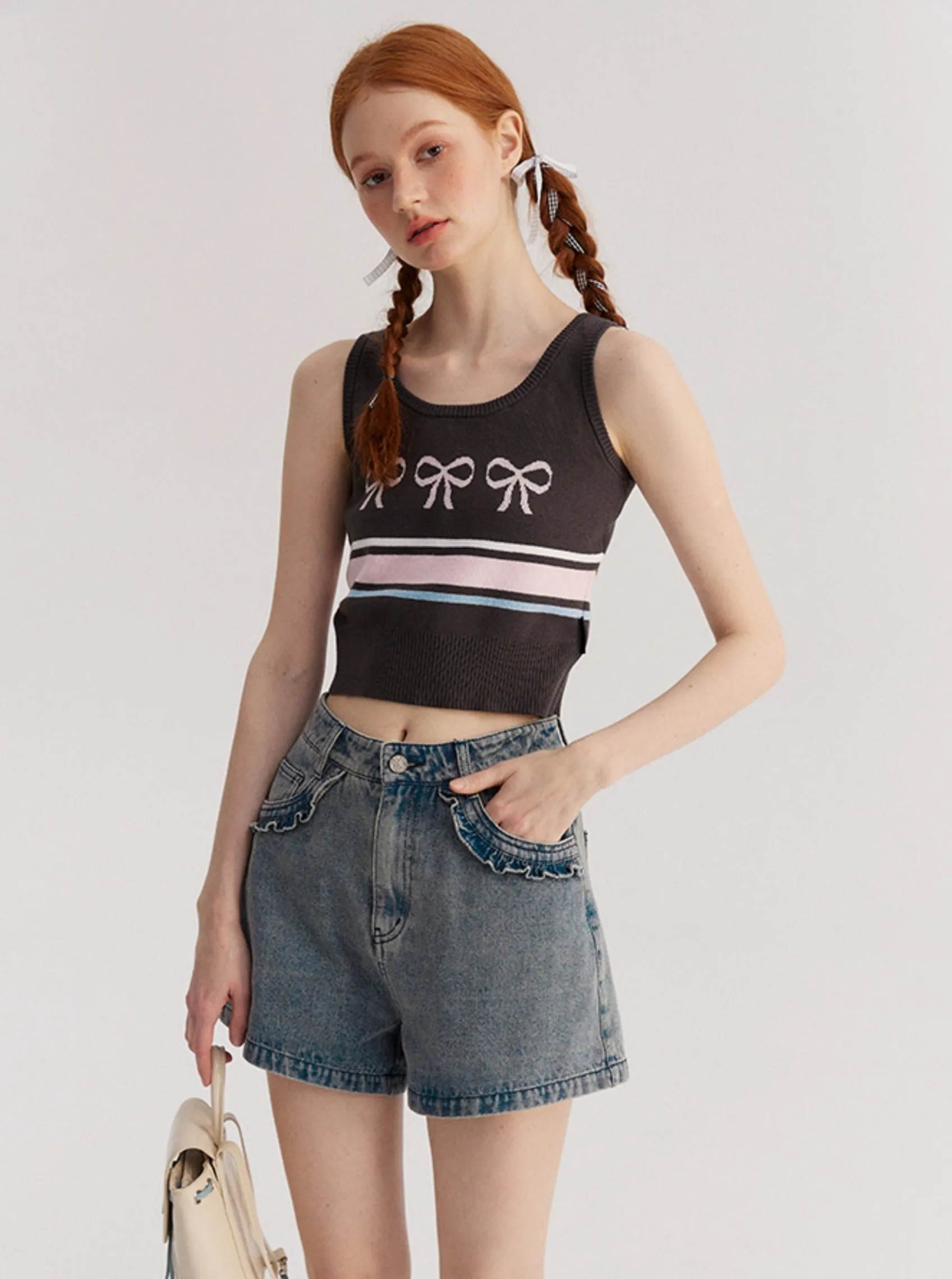 Knitted Sleeveless Crop Vest Top