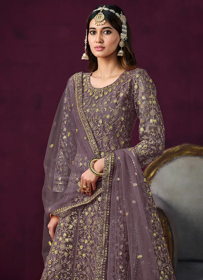 Lavender Sequence Embroidery Designer Anarkali Suit