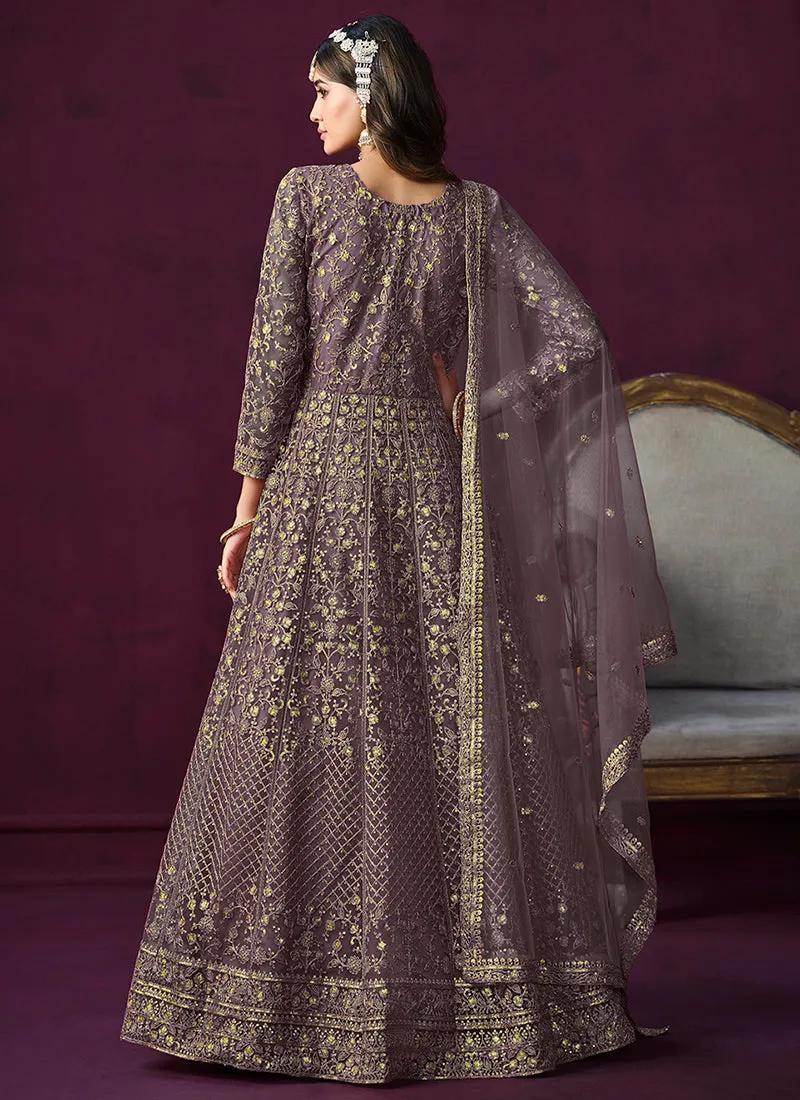 Lavender Sequence Embroidery Designer Anarkali Suit