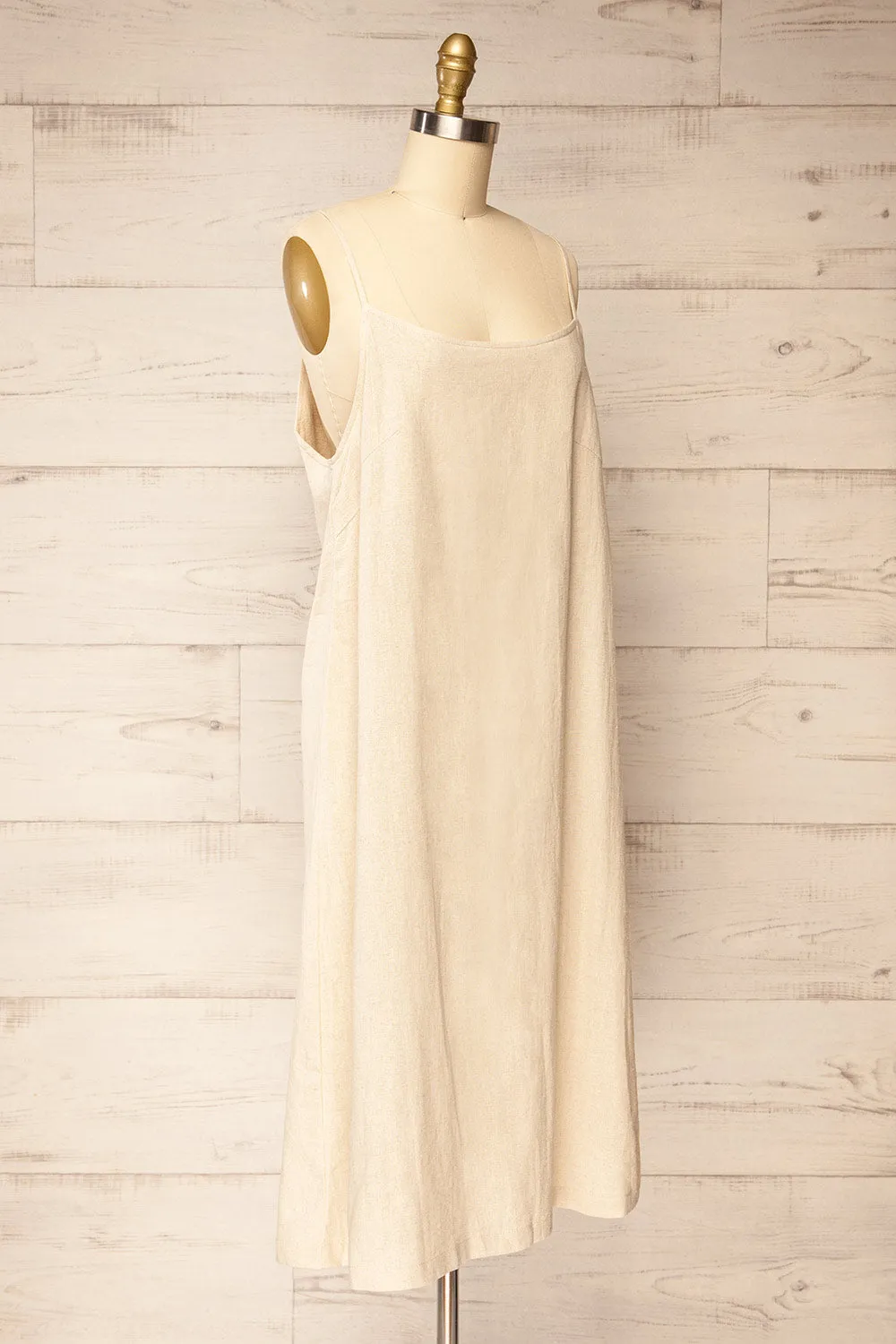 Libby Beige | Oversized Slip Dress w/ Slit