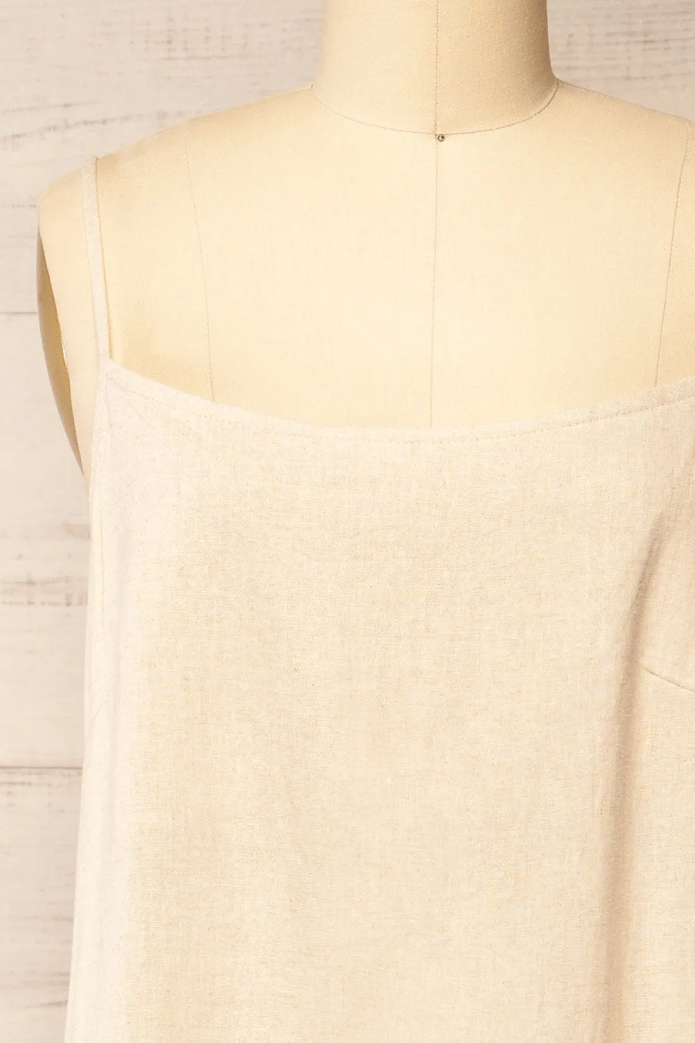 Libby Beige | Oversized Slip Dress w/ Slit