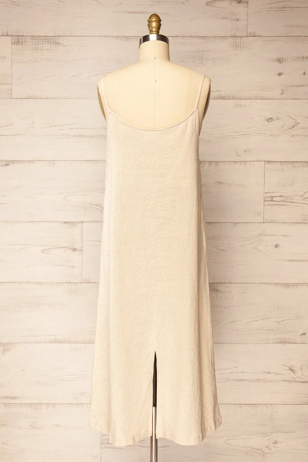 Libby Beige | Oversized Slip Dress w/ Slit