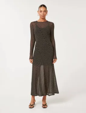 Libby Mesh Spliced Midi Dress