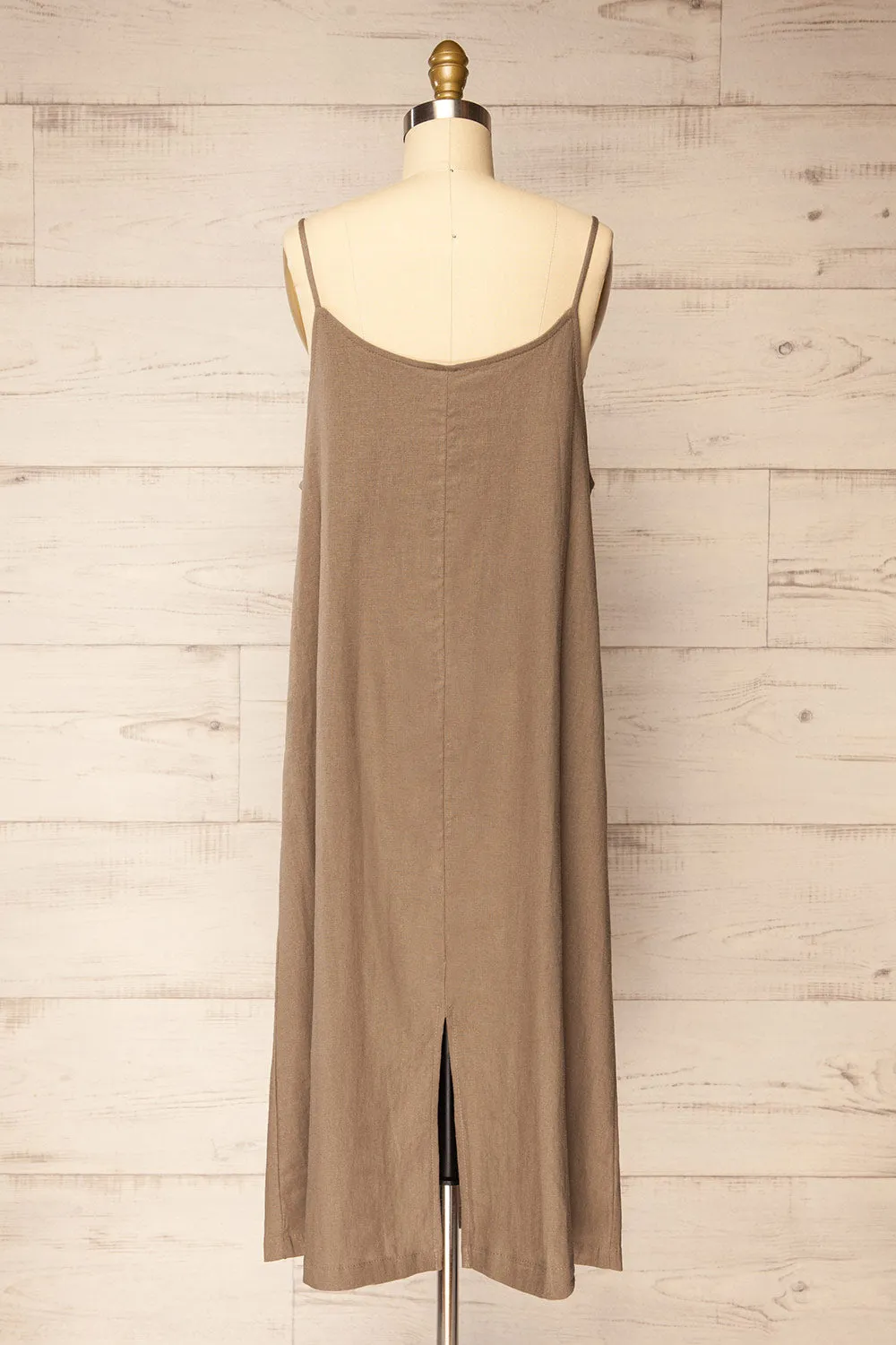 Libby Taupe | Oversized Slip Dress w/ Slit