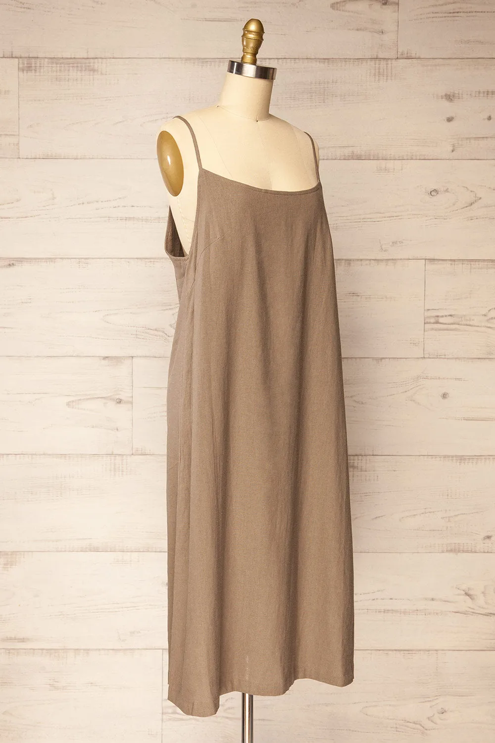 Libby Taupe | Oversized Slip Dress w/ Slit