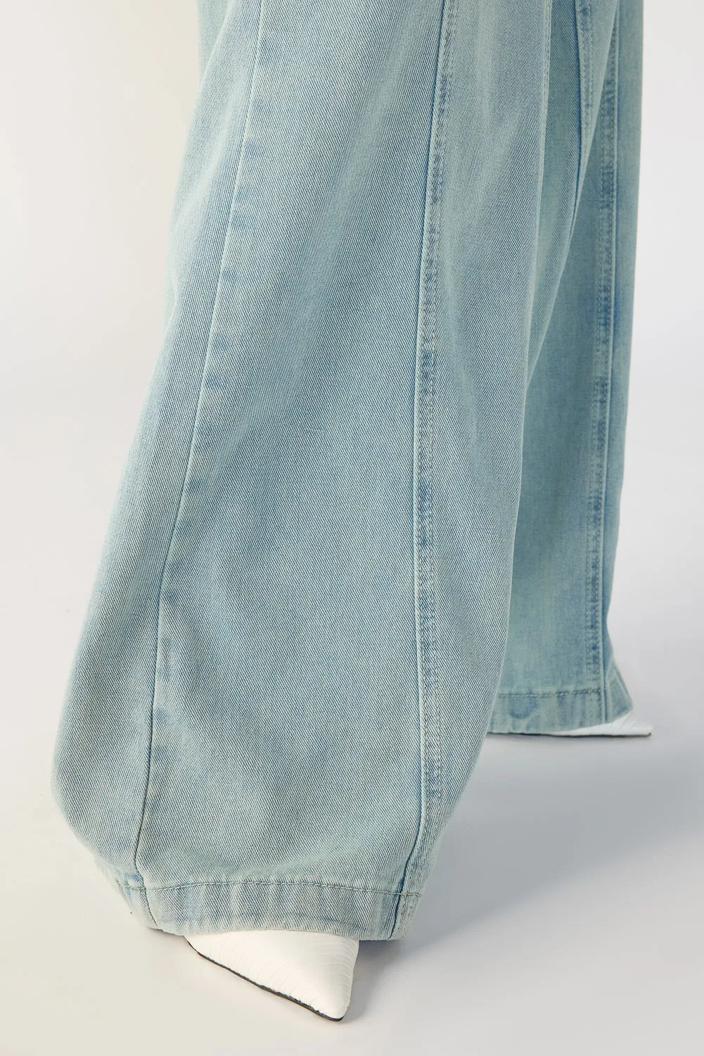 Light Blue Denim Flared Korean Pants