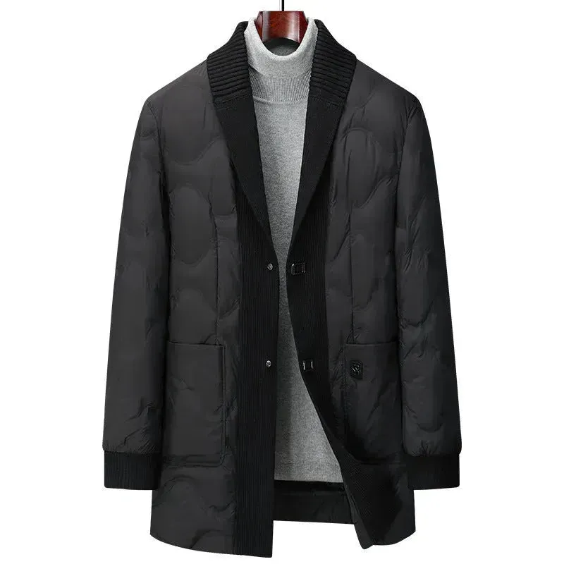 Light Luxury Men's Mid-length Down Jacket Dad Wear Winter jacket