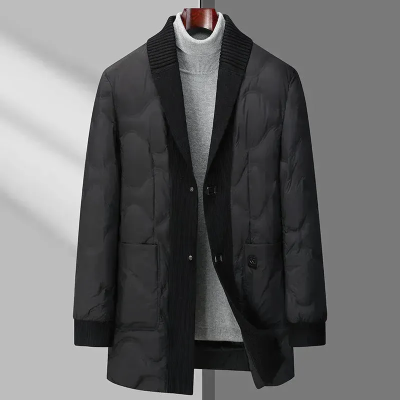 Light Luxury Men's Mid-length Down Jacket Dad Wear Winter jacket