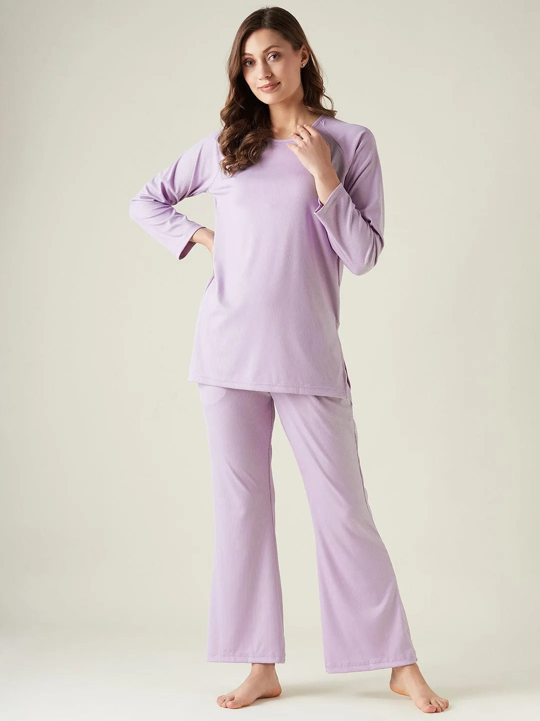 Lilac lounge set with raglan sleeve (Final Sale)