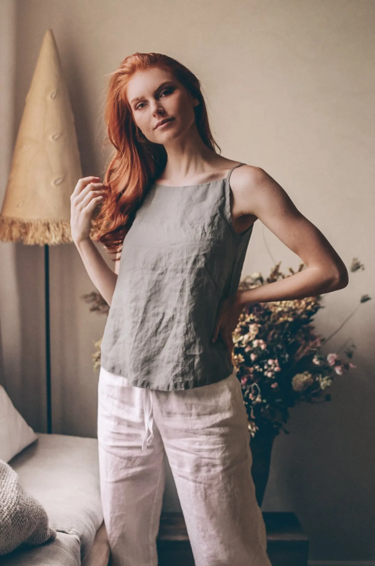 Linen Boat Neck Top