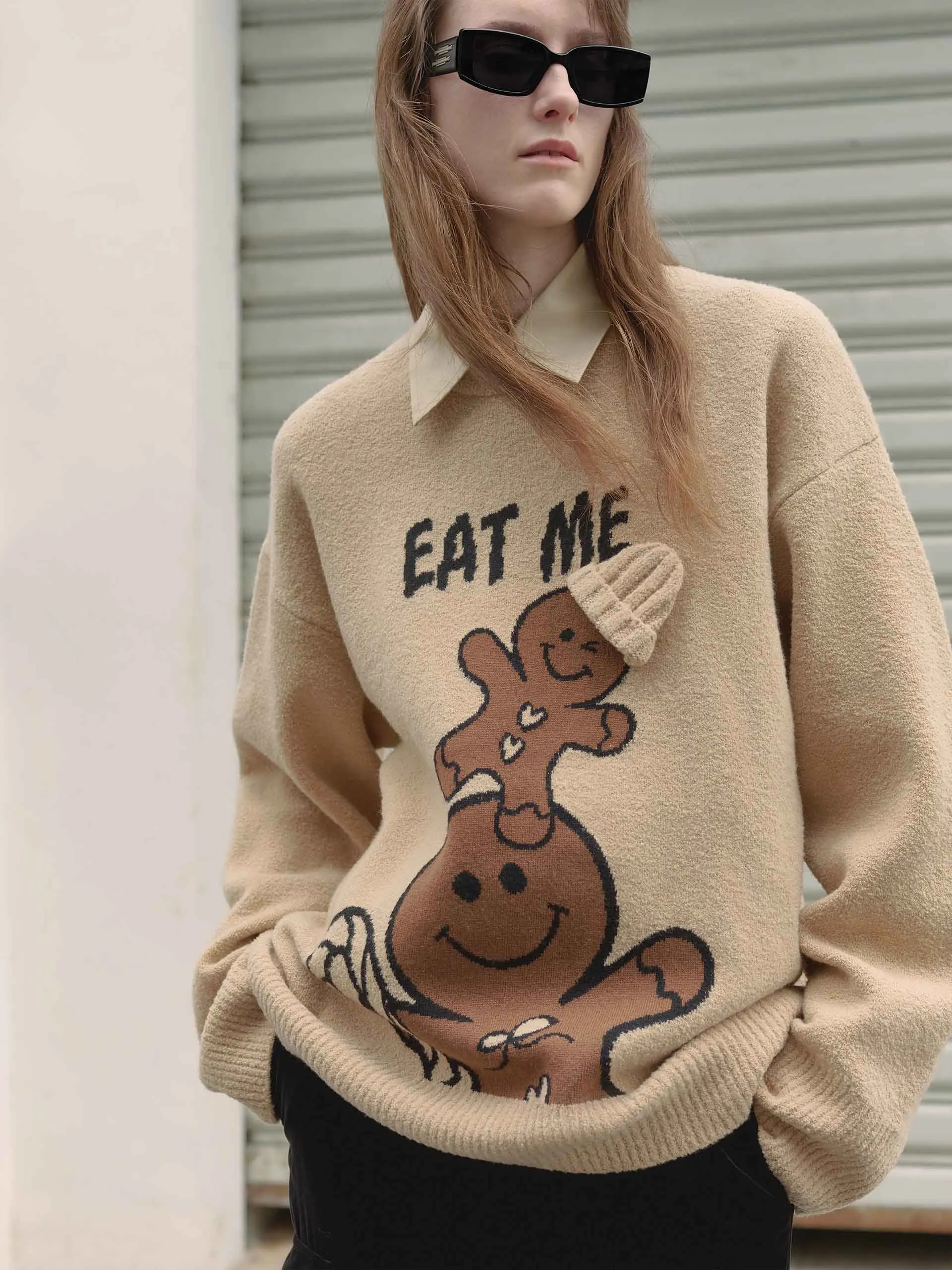 Loose Cartoon Print Sweater