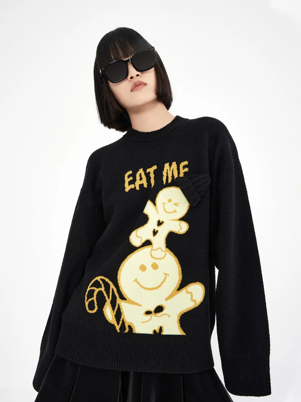 Loose Cartoon Print Sweater