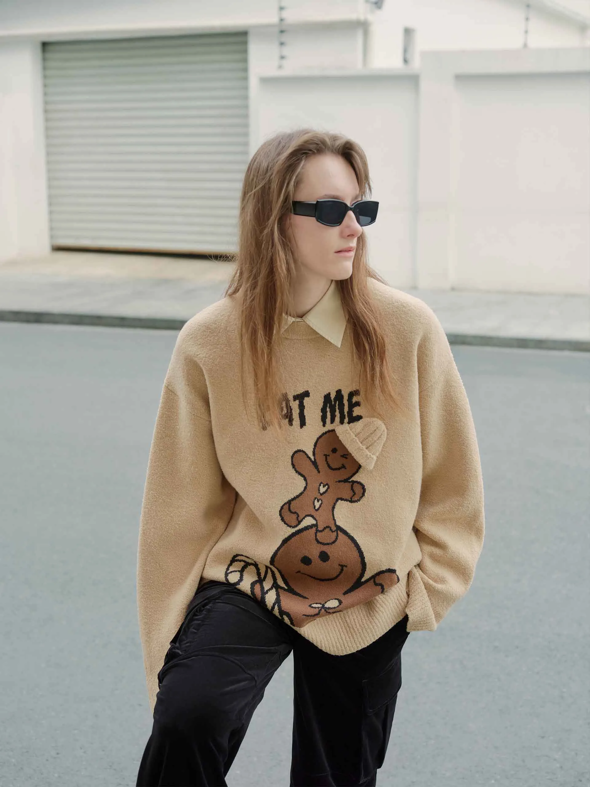 Loose Cartoon Print Sweater