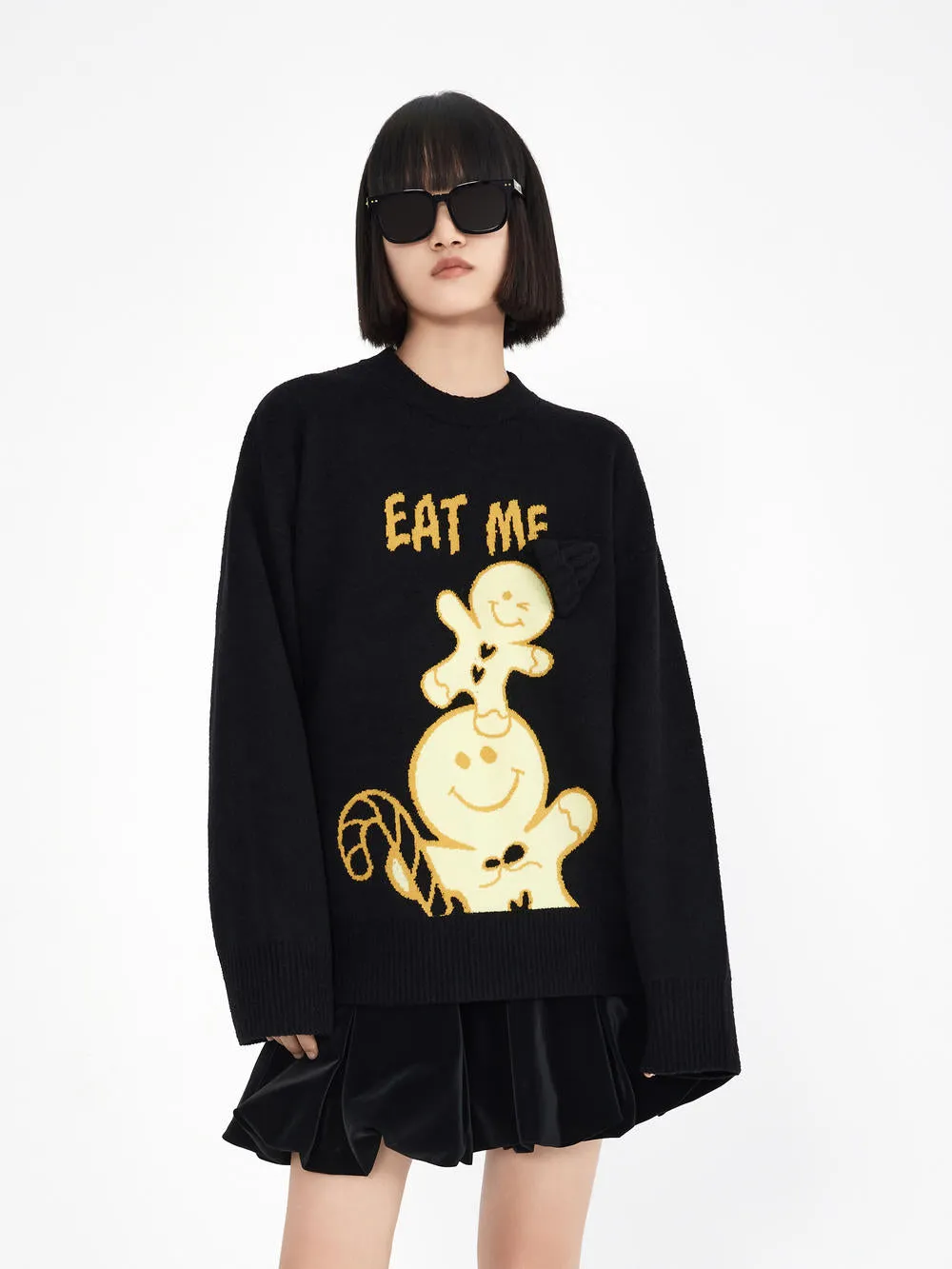 Loose Cartoon Print Sweater